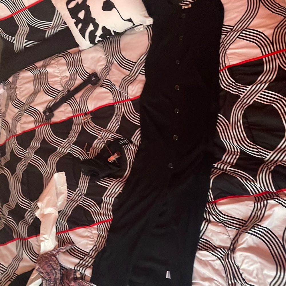 Black button dress with slit at the bottom